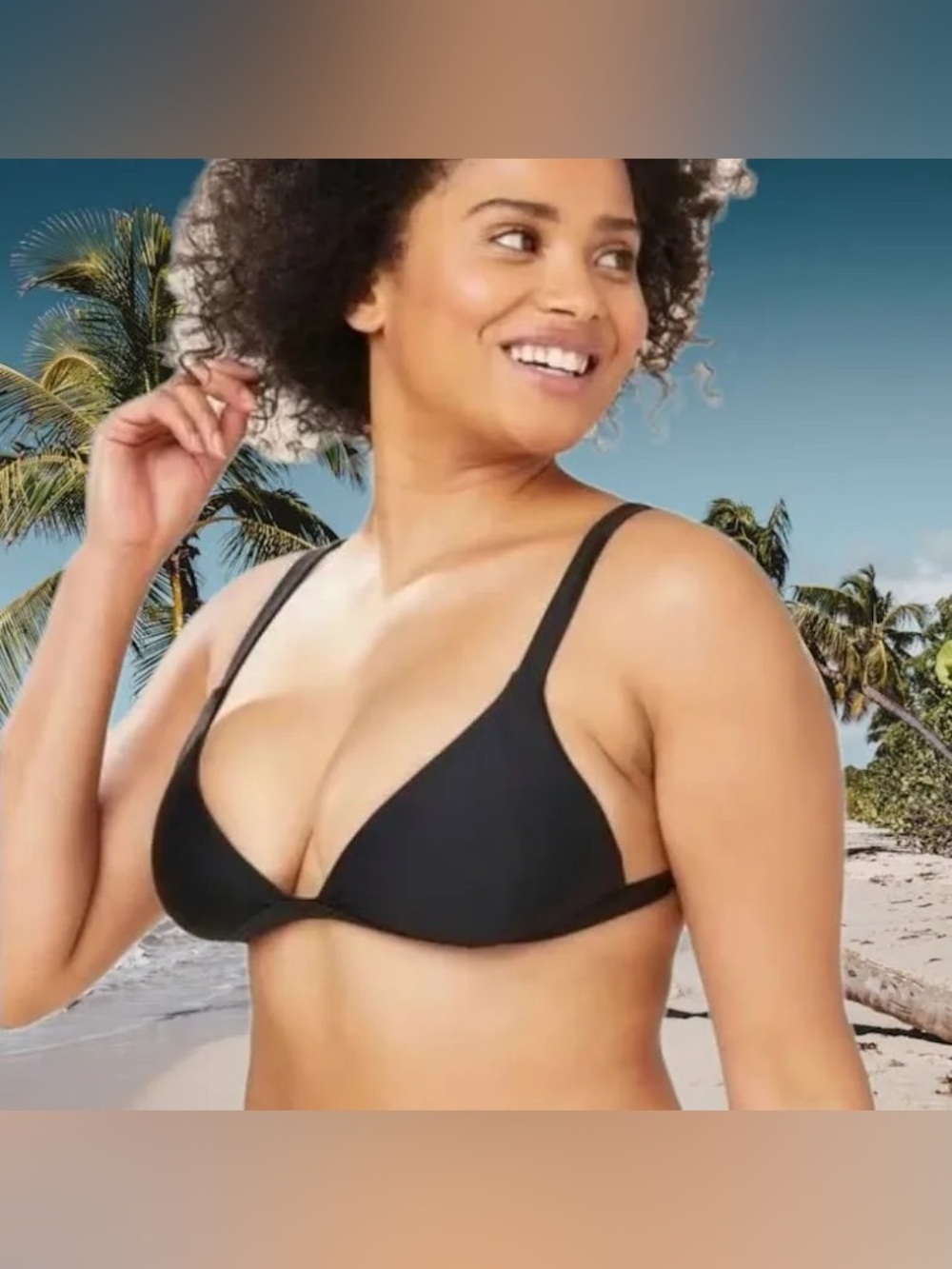 NWT Andie’s Black Triangle Bralette with Adjustable Straps Sz Large